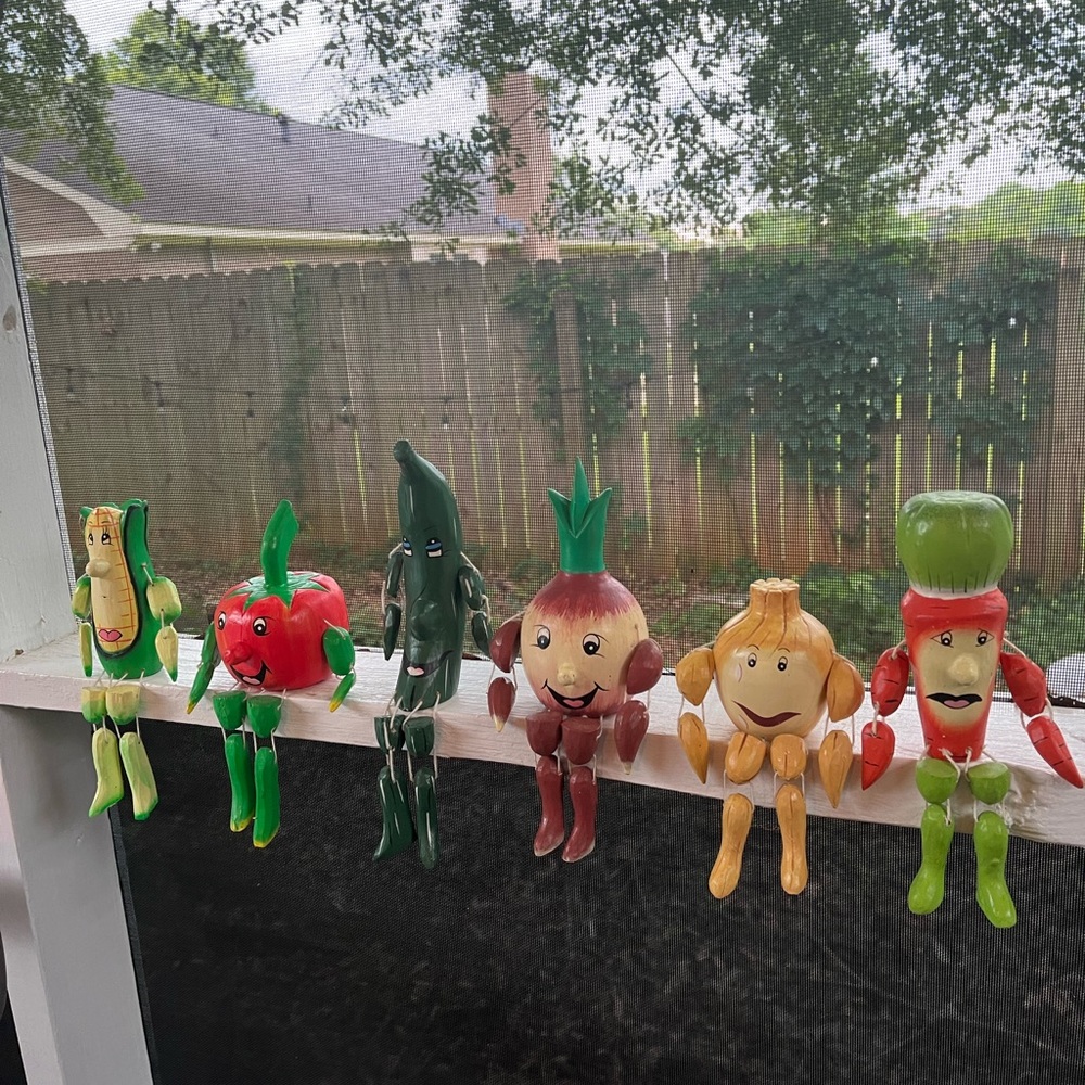 Vintage Anthropomorphic Fruit & Vegetables Shelf Sitter Figurines LOT of 6